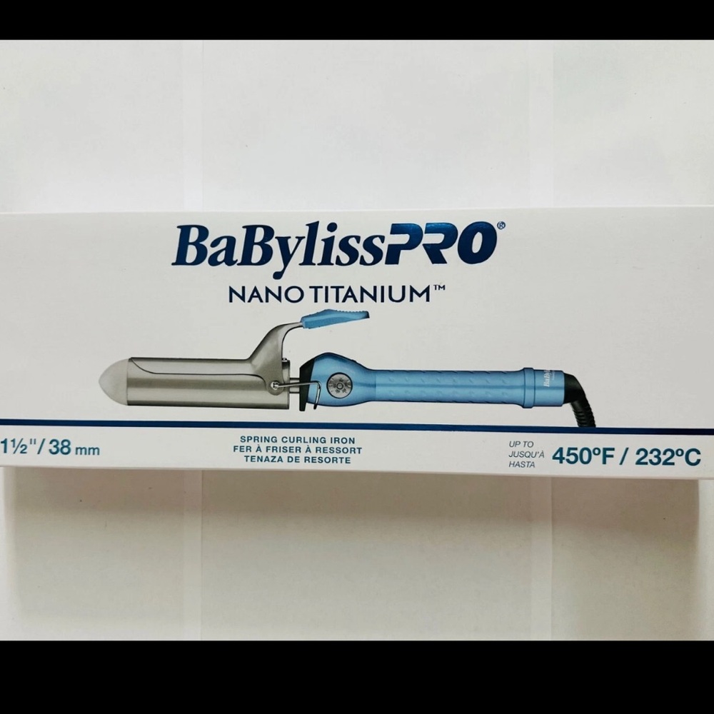 BaByliss PRO Nano Titanium Curling Iron - Blue and Silver